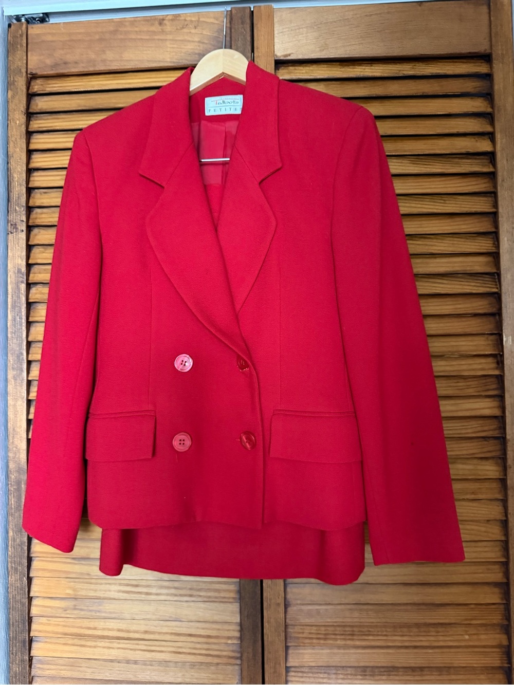 Talbots Petite Vibrant Red Double-Breasted Blazer
